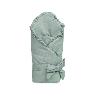 Muszlin babapólya fodorral 90x90cm - khaki
