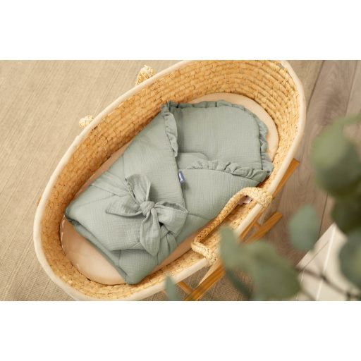 Muszlin babapólya fodorral 90x90cm - khaki
