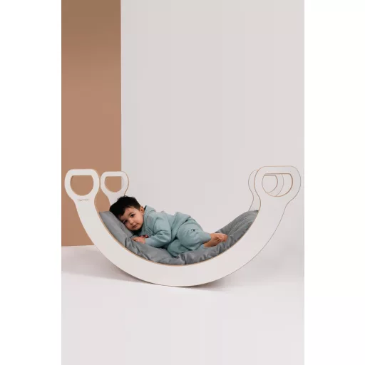 tupti.wood XXL Montessori szivárvány hinta - billegő hinta (fehér)