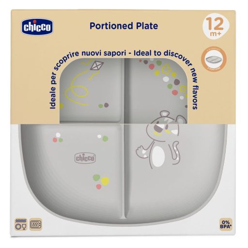 Chicco 3-részes tányér – szürke