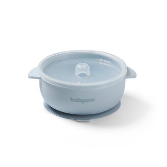 BabyOno tapadókorongos tálka fedővel - kék