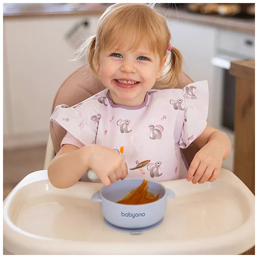 BabyOno tapadókorongos tálka fedővel - kék