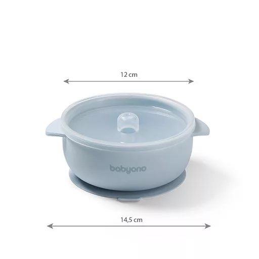 BabyOno tapadókorongos tálka fedővel - rózsaszín