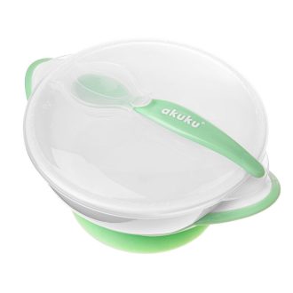 A0504 – Tapadókorongos tálka kanállal – Fehér/Zöld