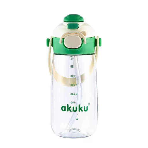 AKUKU gyerek kulacs válpánttal 480 ml - zöld