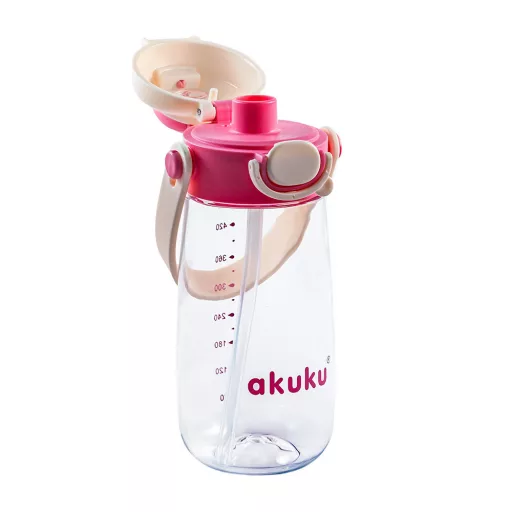 AKUKU gyerek kulacs válpánttal 480 ml - rózsaszín