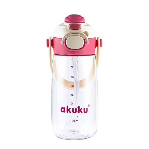 AKUKU gyerek kulacs válpánttal 480 ml - rózsaszín