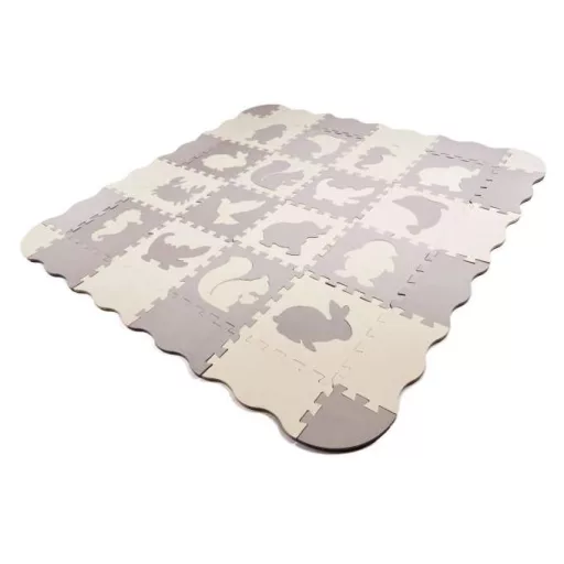 36 részes hab puzzle játszószőnyeg - szürke és ekrü 